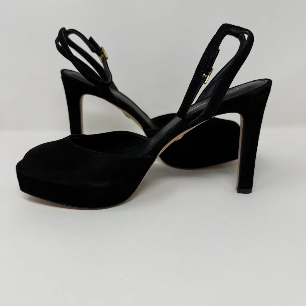 New Veronica Beard Brianne Sandals Black Suede Sz 8.5